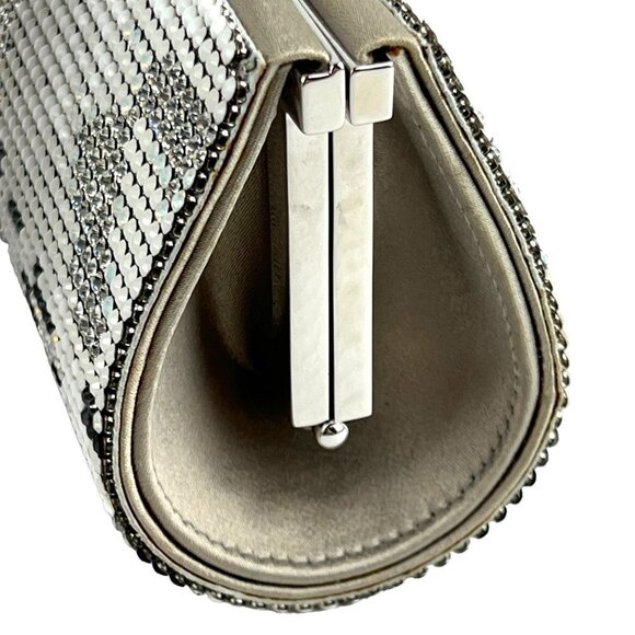 SWAROVSKI Authentic Silver Crystal Evening Bag Clutch Silk Lining Retired Rare - Picture 7 of 16
